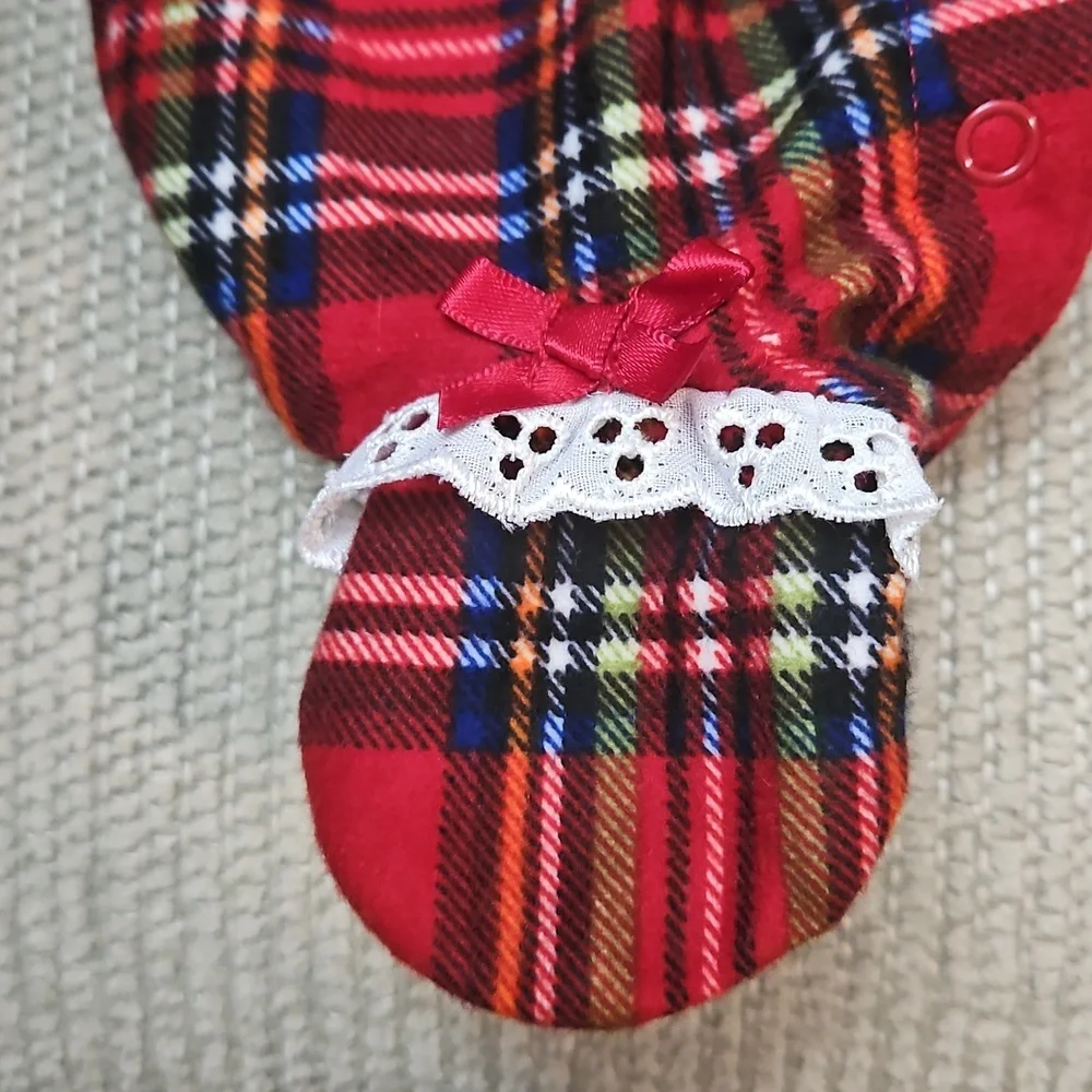 Little Me Plaid Ruffle Footie NEW Size 6 Mo Christmas Holiday Snap Closure